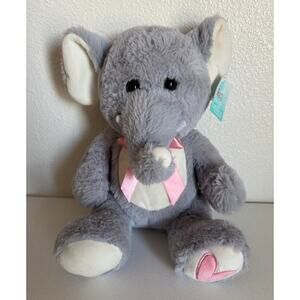 Walgreens Hug Me Elephant Gray Plush Stuffed Animal Valentine Heart Paw Pink Bow